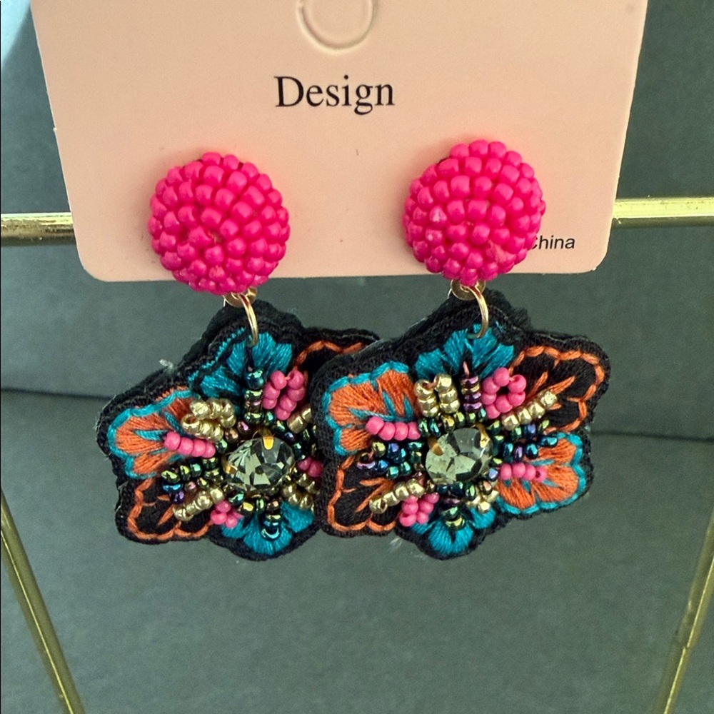 Desigual Multicolor Floral Beaded Earrings